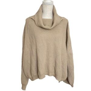 TWIGG + FEATHER Oversized Ribbed Turtleneck Sweater - EUC, Khaki Taupe, …